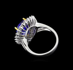 14KT Two-Tone Gold 4.13 ctw Tanzanite and Diamond Ring
