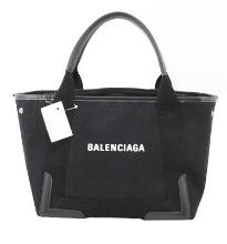 Balenciaga Black Canvas Navy Cabas Small Tote Bag