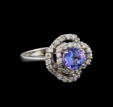 14KT White Gold 1.40 ctw Tanzanite and Diamond Ring