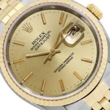 Rolex Mens Two Tone Sapphire Champagne Index Fluted Bezel Datejust With Rolex Bo