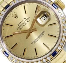 Rolex Mens Two Tone Champagne Index Dial Diamond And Sapphire Datejust With Role