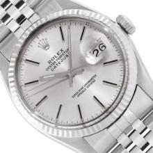 Rolex Mens Stainless Steel Silver Index Fluted Bezel Datejust Wristwatch 36MM
