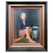 Girl with Bucket by Grigoriy Chainikov (1960-2008)