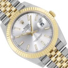Mens 18K Two Tone Yellow Gold And Stainless Steel Silver Index 41MM Datejust