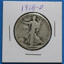 1918-D Walking Liberty Silver Half Dollar Coin