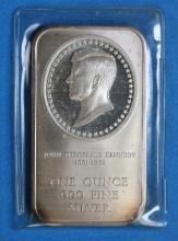 JOHN F KENNEDY ONE OUNCE .999 FINE SILVER BAR BICENTENNIAL