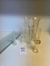CAMBRIDGE GLASS CO. ROSE POINT CRYSTAL Etched Glass Vase And other bud vases