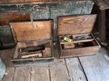 LOT: 2-WOODEN TOOL BOXES & CONTENTS