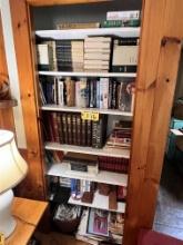 CONTENTS OF BOOK CASE: KOONTZ, KING & OTHERS, GAMES, MAGAZINES, ENCYCLOPEDIA, DICTIONARIES, BIBLE