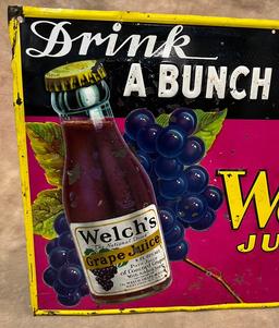 1930's Welch's Grape Juice Painted Metal Advertising Sign