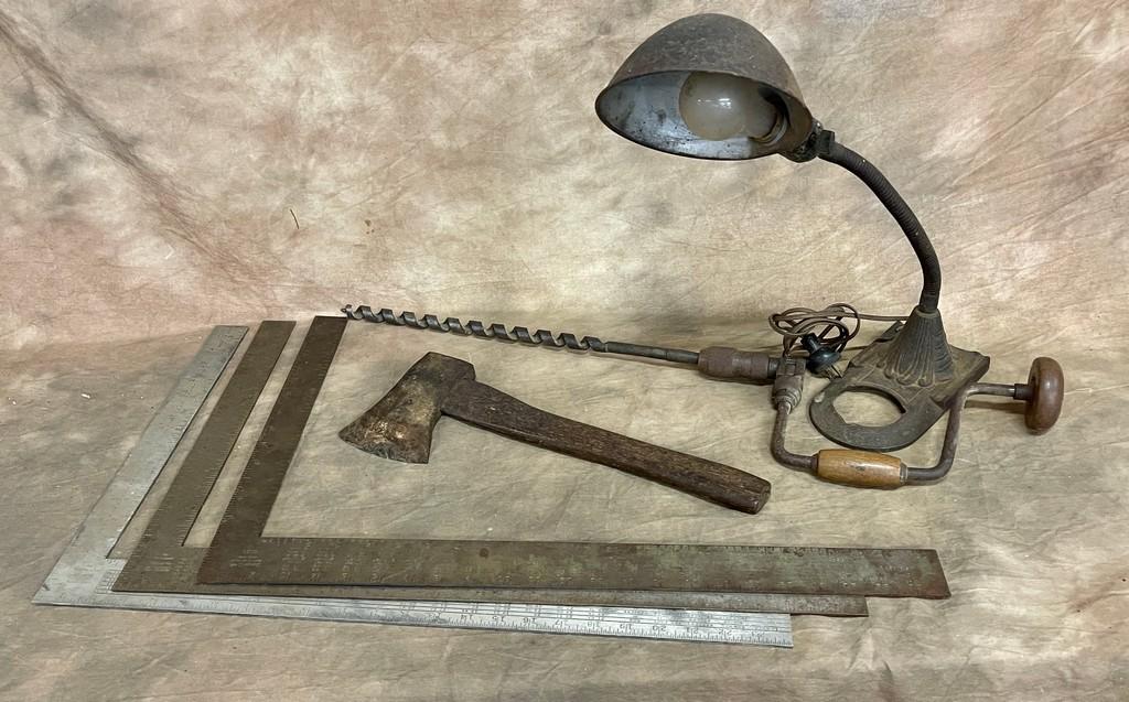 Vintage Tools and Lamp