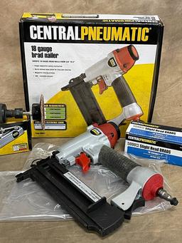 Central Pneumatic Eighteen Guage Brad Nailer and Quarter Inch Die Grinder