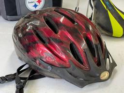 Schwinn Bicycle Helmet, Selle Royal Group Seat and Coleman Steeler's Insulated Bag