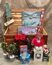Cedar Blanket Chest With Christmas Contents