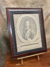 Early English Engraving Of Royal Subject In Contemporary Frame