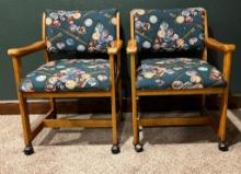 Pair Of 2 Roll Around Pool Room Armchairs