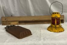 Knife Block, Lantern, and Fishing Rod