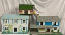 Lot Of 2 Vintage Tin Doll Houses & Barn