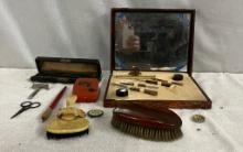 Antique Dresser & Writing Tools Lot