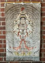Fine Silk Hanging Tapestry On Bamboo Rod