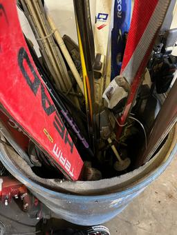 Barrel of skis and snowboards