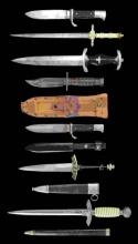 6 WWII STYLE GERMAN DAGGERS & KNIVES AND 1