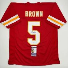 Autographed/Signed Marquise Hollywood Brown Kansas City Red Football Jersey JSA COA