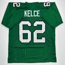 Autographed/Signed Jason Kelce Philadelphia Kelly Green Football Jersey PSA/DNA COA