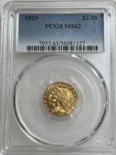 1929 Gold Quarter Eagle $2.5 Indian Head MS 63 PCGS