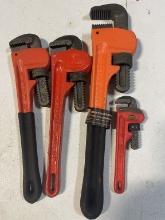 Assorted Heavy Duty Solid Steel Pipe Wrench Set
