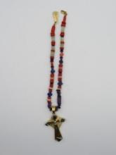 Danny Romero 14K Yellow Gold, Stone and Diamond Inlaid Cross Pendant Necklace