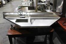 76IN. STAINLESS STEEL ANGLED TABLE W/ HAND SINK