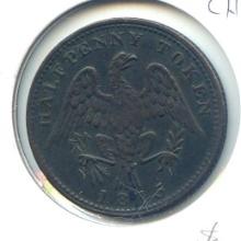 Canada 1815 spread eagle half penny token, nice VF