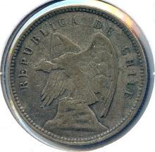 Chile 1908 silver 40 centavos about VF