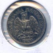 Mexico 1891 MoM silver 10 centavos XF