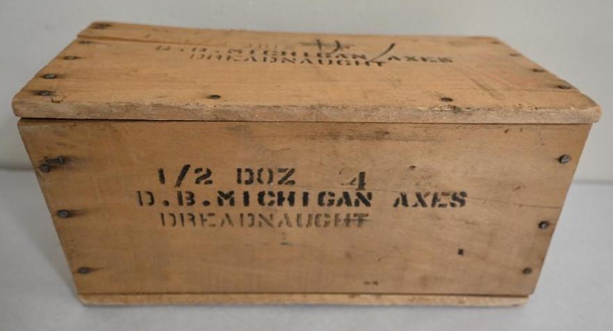 Antique Plumb Double Life Axes Wooden Box