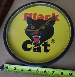 10x1.5" Black Cat Battery Operated Clock