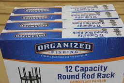 Case of 4 Organized Fishing Camo Round Rod Racks