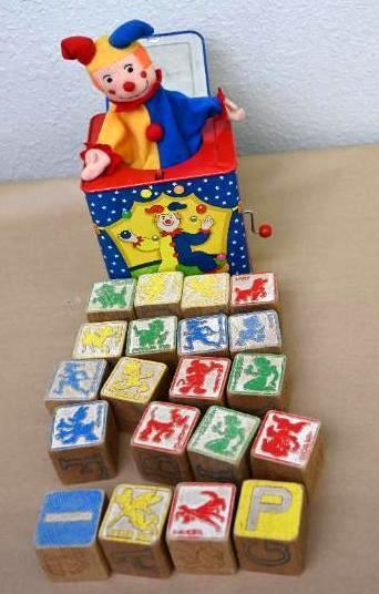 Jack In the Box with Vintage Disney Wood Blocks