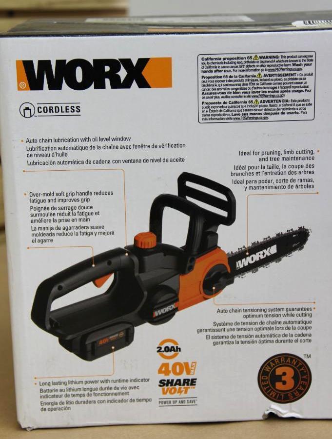 Worx 40V Cordless 12" Chainsaw