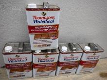 Five Gallons of Thompson's Water Seal Semi Transparent Nutmeg Brown Stain