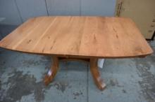 Rustic Cherry Pedestal Table with One Leaf