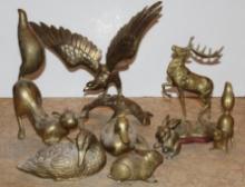 8 Large Brass Animal Figures