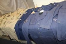 Many US Military Khaki Uniform Shirts and Blue Air Force Jackets