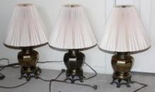 Three Brass Table Lamps