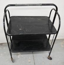Vintage Black Metal Rolling Cart