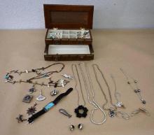 Loaded Estate Jewelry Box with Sterling Silver!