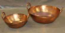 Pair of Hand Hammered Copper Saute Pans