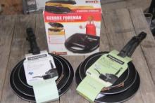 New in Packaging George Foreman Waffle Maker and Tramontina Pans