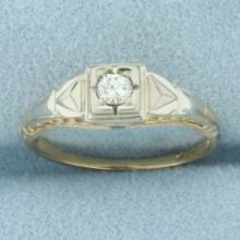 Antique Old European Cut Diamond Solitaire Engagement Ring In 14k Yellow And White Gold